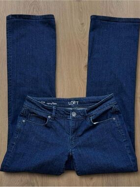 Ann Taylor LOFT Dark Wash Petite Curvy Low Rise Flare Jeans